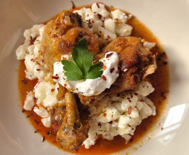 Chicken Paprikash with Bryndza