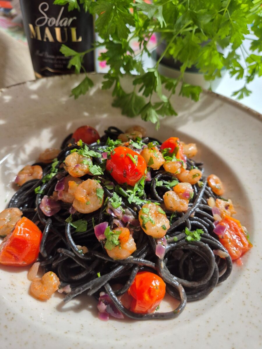 Garnélás fekete spagetti